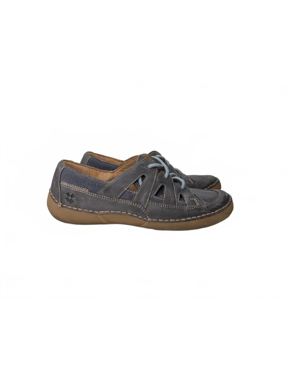 Naturalizer N5 Comfort Pewter Grey Leather Oxford-Style Shoes Women's Size 8